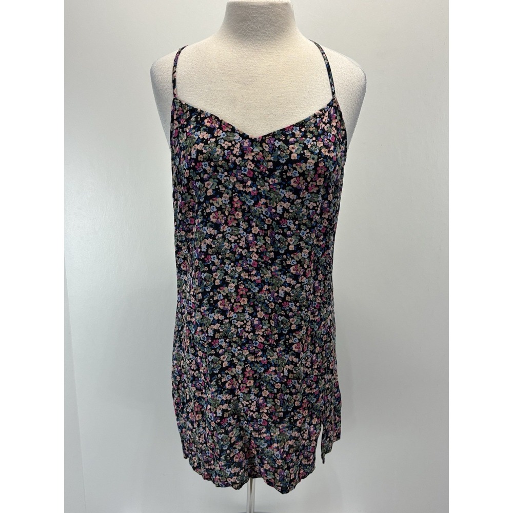 NEW! Aeropostale Black Fox Floral Slip Dress Sz Large Women's Ditsy Sleeveless